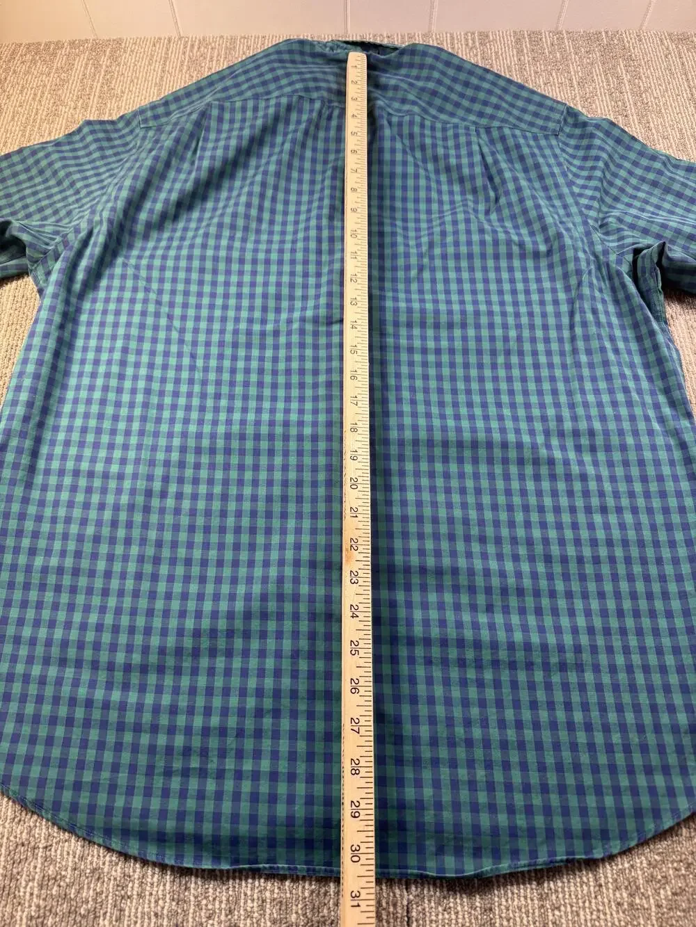 Charles Tyrwhitt Shirt Mens Large Green Check Long Sleeve Button Down Non-Iron